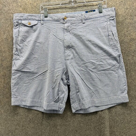 Polo Ralph Lauren Shorts Men 40 Blue Chino Flat Front Stretch Classic Seersucker - Picture 1 of 11